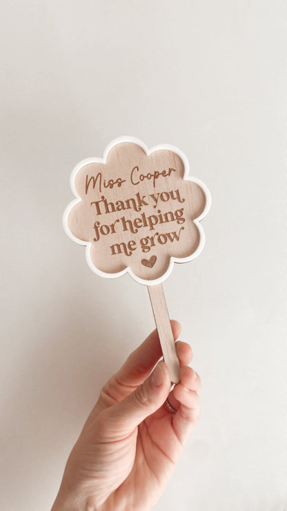 "Thank You For Helping Me Grow" Double Layered Planter Stick