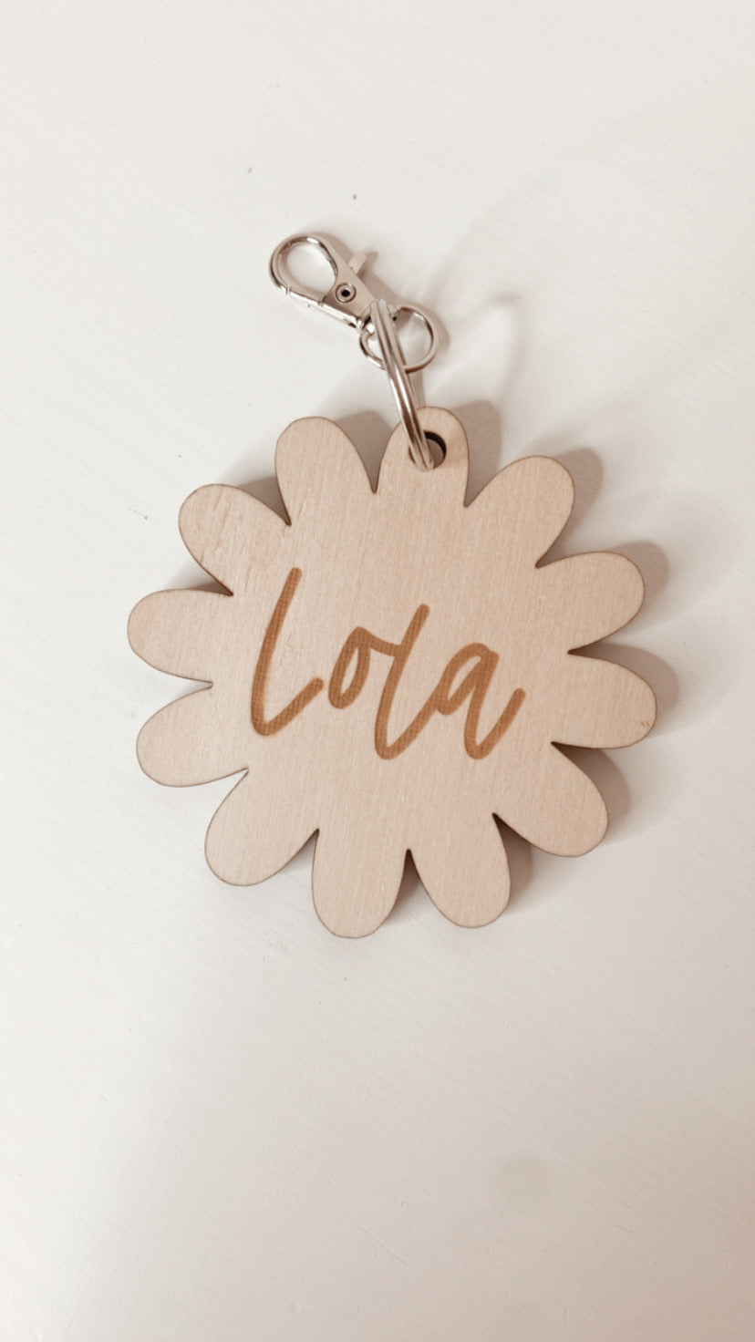 Flower Etched Bag Tag