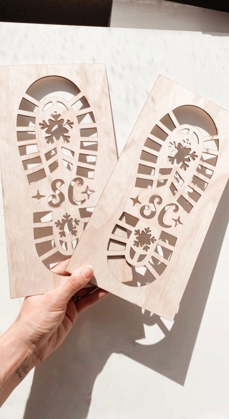 Santa Claus Boots Footprint Stencil