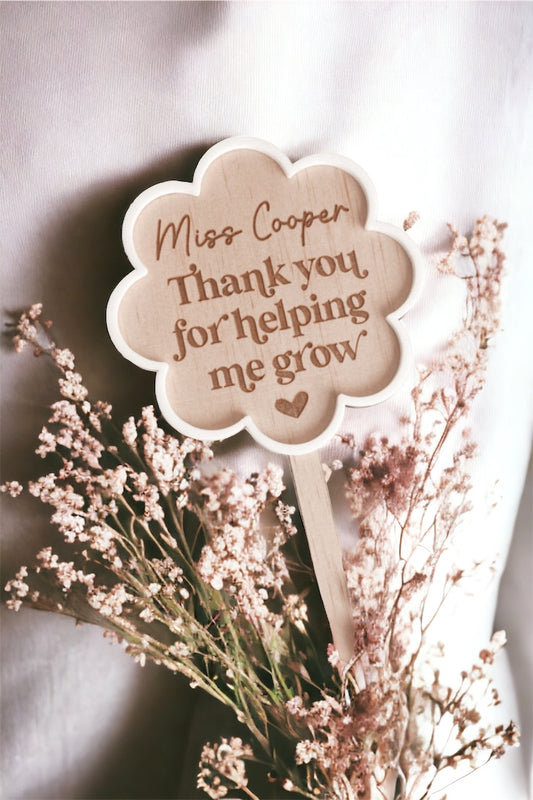 "Thank You For Helping Me Grow" Double Layered Planter Stick